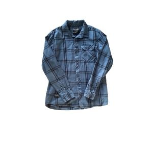 Fox Racing Shirt Mens Long‎ Sleeve Large Blue/Black Striped Button Down Shirt